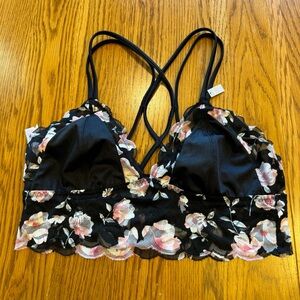 Victoria’s Secret PINK‎ Black & Floral Bralette new with tags large